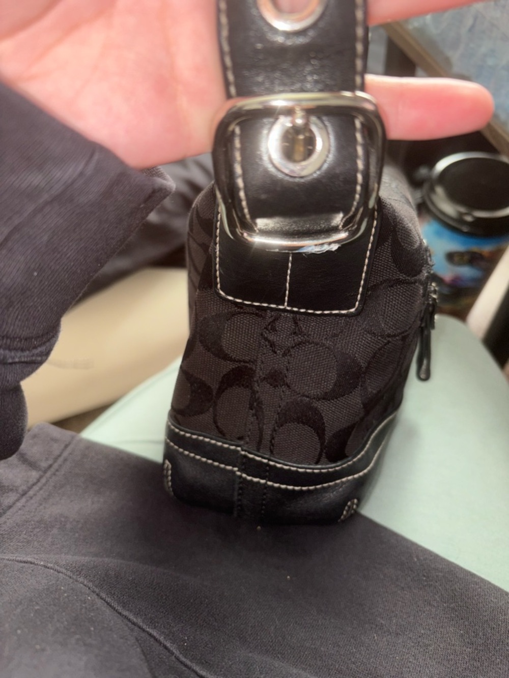Coach Black Signature Jacquard Shoulder Bag - Picture 10 of 14